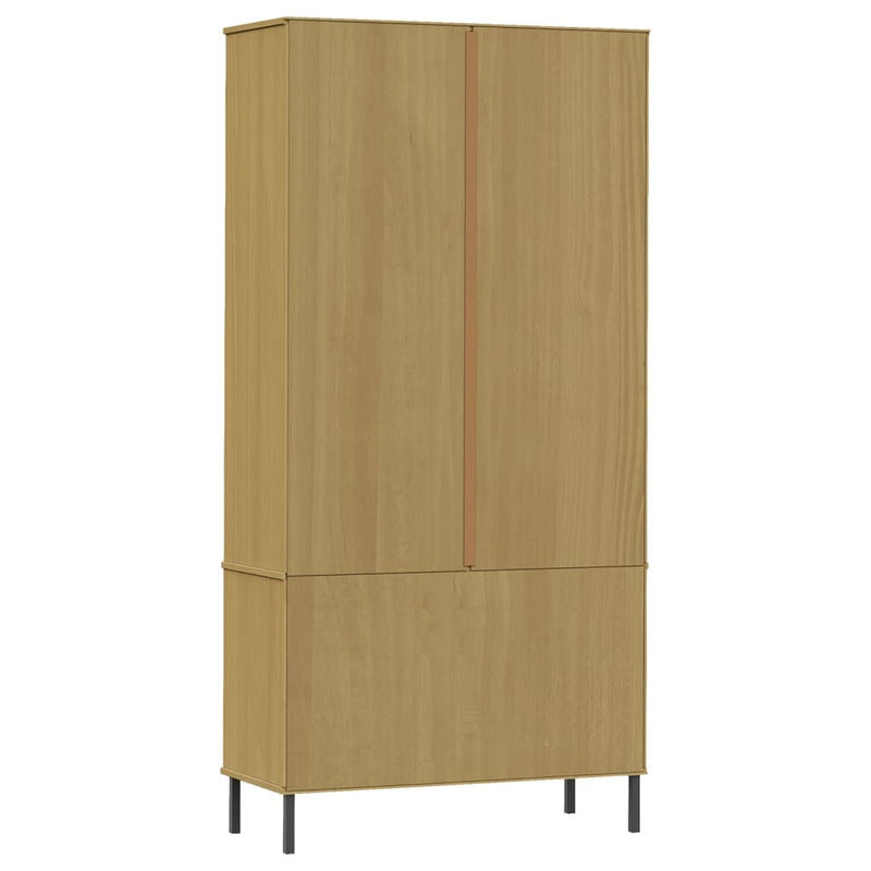 Bücherschrank OSLO Metallbeine Braun 85x35x172,5 cm Massivholz