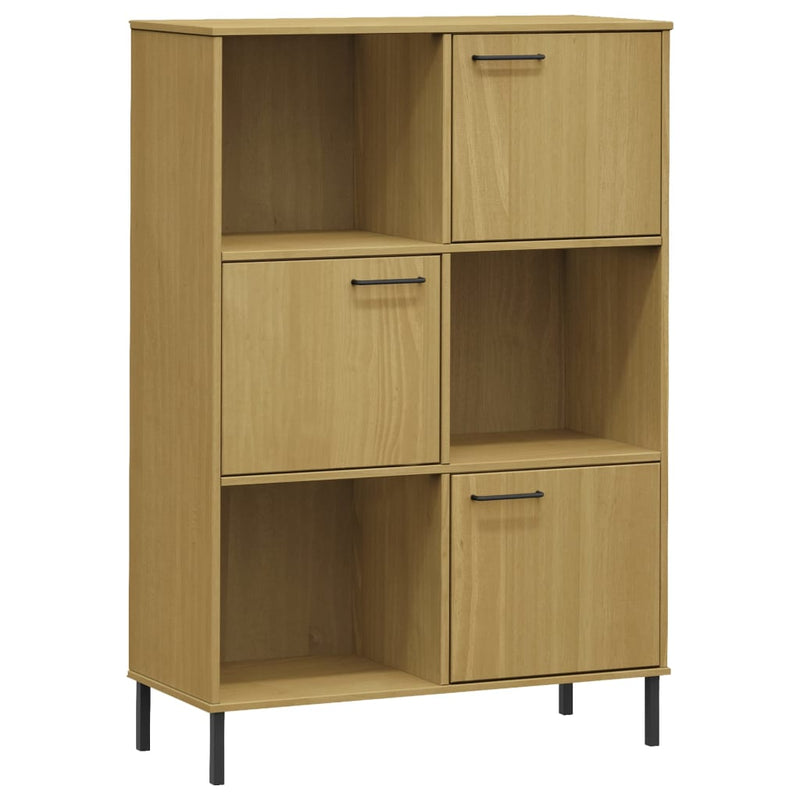 Bücherregal OSLO Metallbeine Braun 90x35x128,5 cm Massivholz