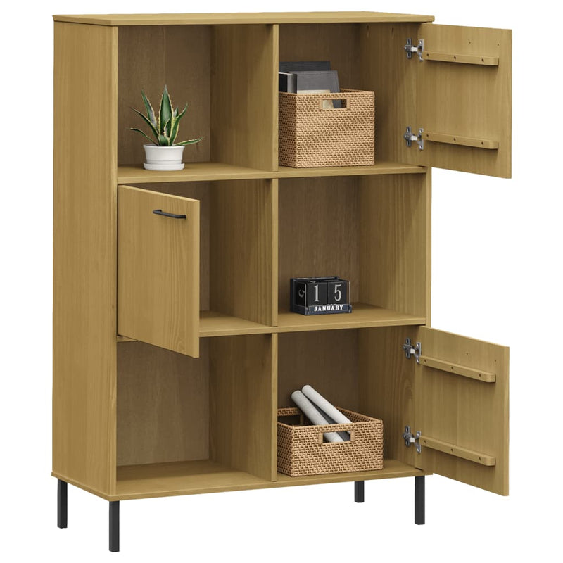 Bücherregal OSLO Metallbeine Braun 90x35x128,5 cm Massivholz