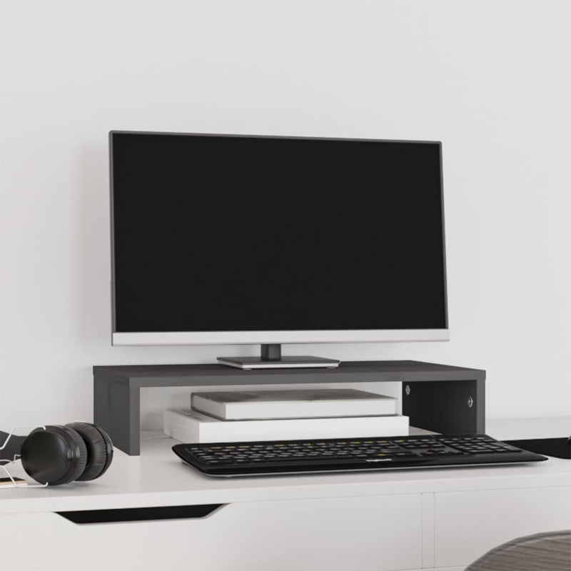 Monitorständer Grau 50x27x10 cm Massivholz Kiefer