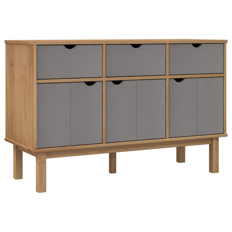 Sideboard Braun und Grau 114x43x73,5 cm Massivholz Kiefer