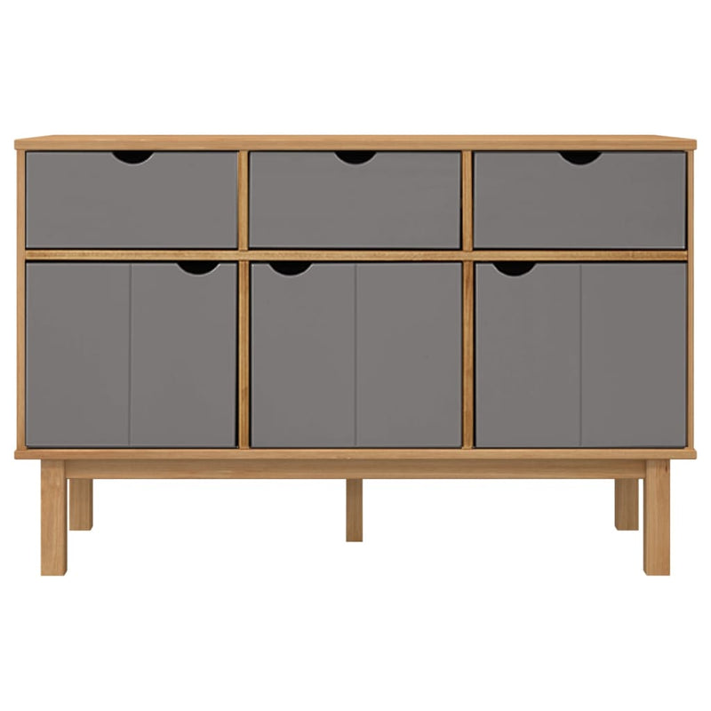 Sideboard Braun und Grau 114x43x73,5 cm Massivholz Kiefer