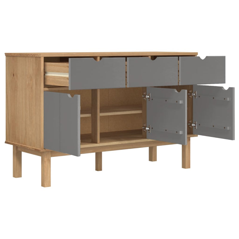 Sideboard Braun und Grau 114x43x73,5 cm Massivholz Kiefer