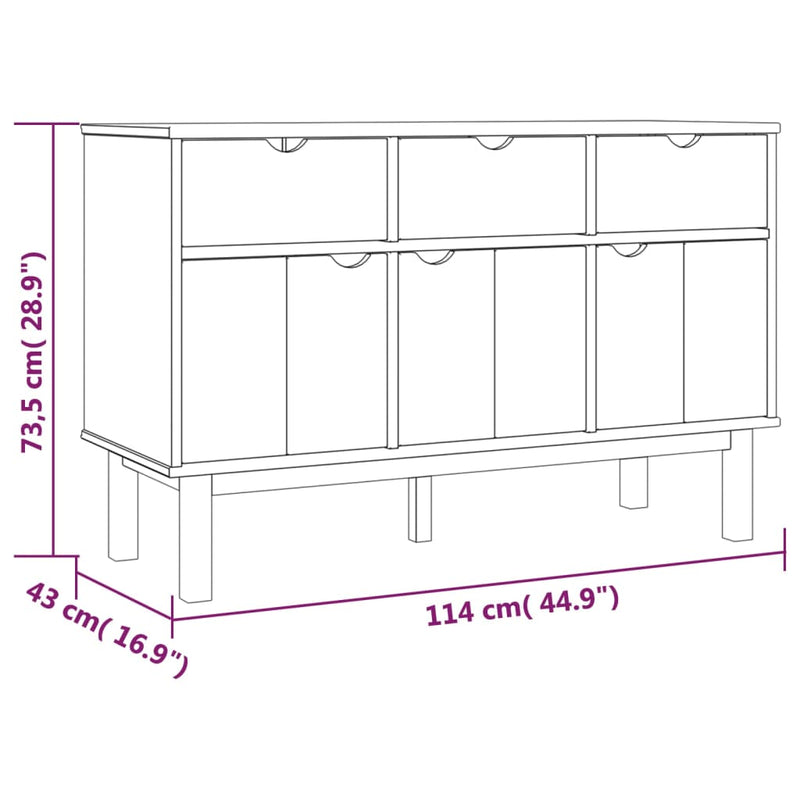 Sideboard Braun und Grau 114x43x73,5 cm Massivholz Kiefer