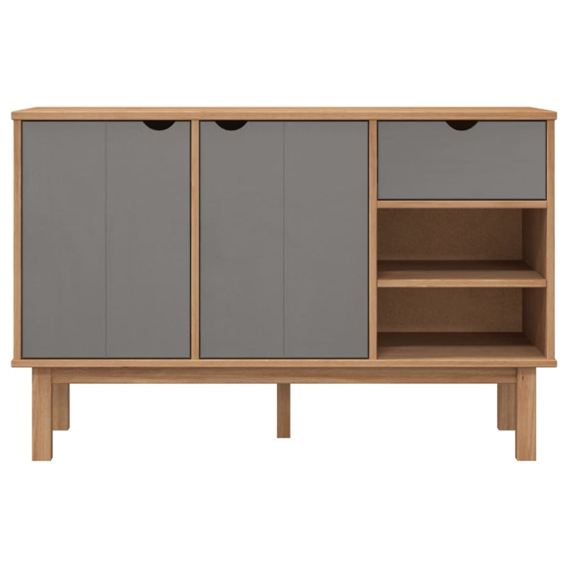 Sideboard Braun und Grau 114x43x73,5 cm Massivholz Kiefer