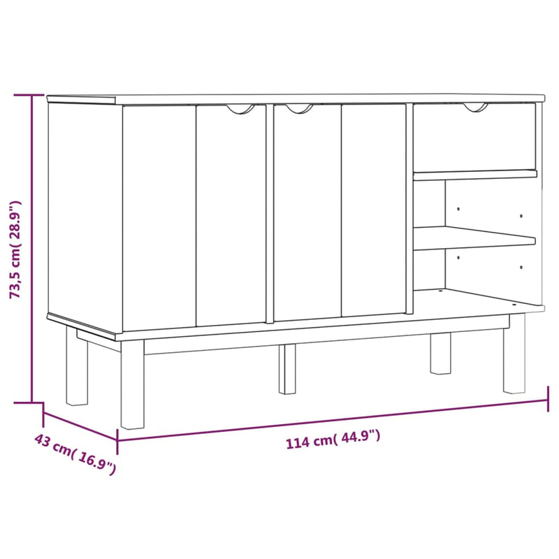 Sideboard Braun und Grau 114x43x73,5 cm Massivholz Kiefer