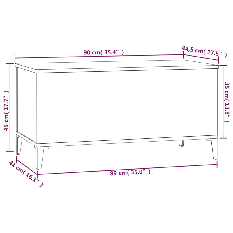 Couchtisch Weiß 90x44,5x45 cm Holzwerkstoff