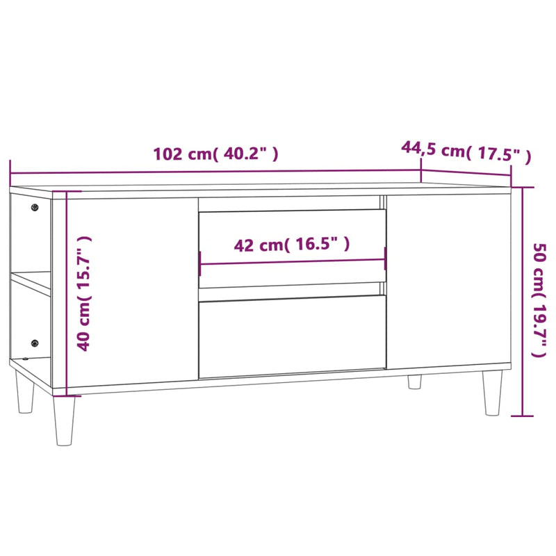 TV-Schrank Hochglanz-Weiß 102x44,5x50 cm Holzwerkstoff