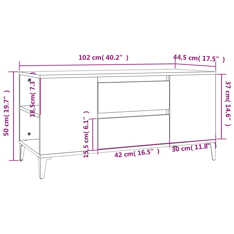 TV-Schrank Hochglanz-Weiß 102x44,5x50 cm Holzwerkstoff