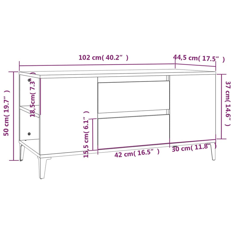 TV-Schrank Betongrau 102x44,5x50 cm Holzwerkstoff