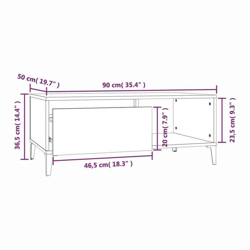 Couchtisch Weiß 90x50x36,5 cm Holzwerkstoff