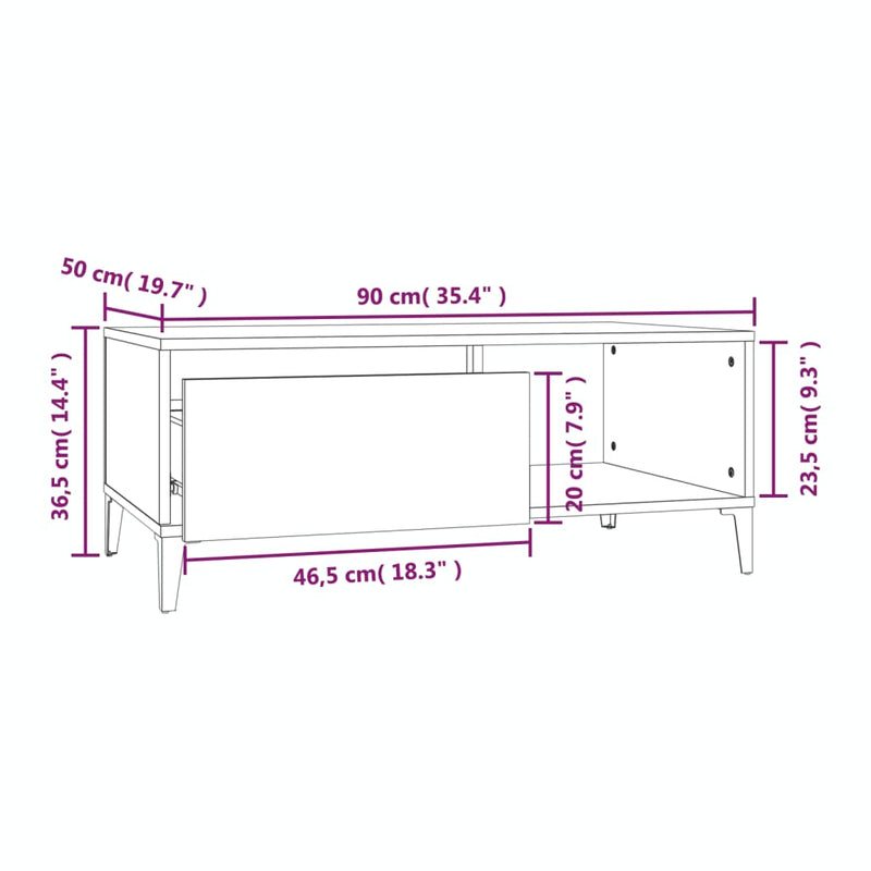 Couchtisch Räuchereiche 90x50x36,5 cm Holzwerkstoff