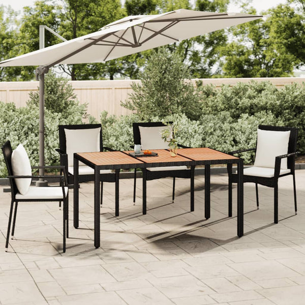 Gartentisch mit Holzplatte Schwarz Poly Rattan & Akazienholz