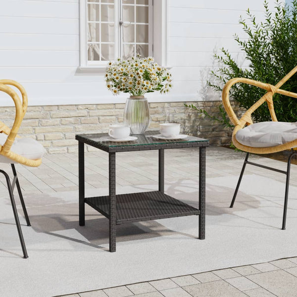 Beistelltisch Schwarz 45x45x45 cm Poly Rattan und Hartglas