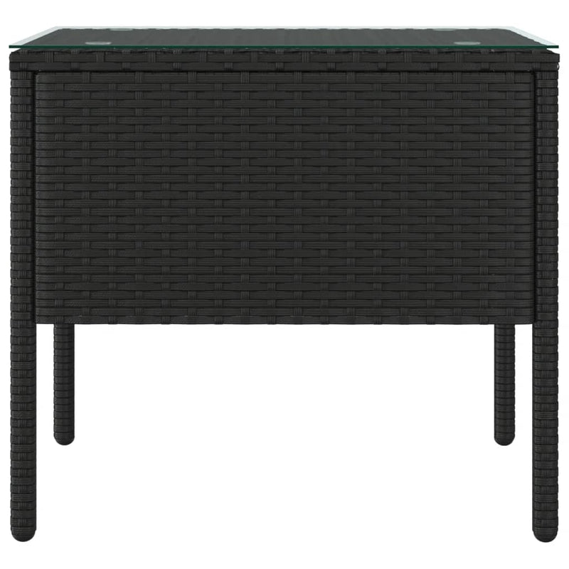 Beistelltisch Schwarz 53x37x48 cm Poly Rattan und Hartglas