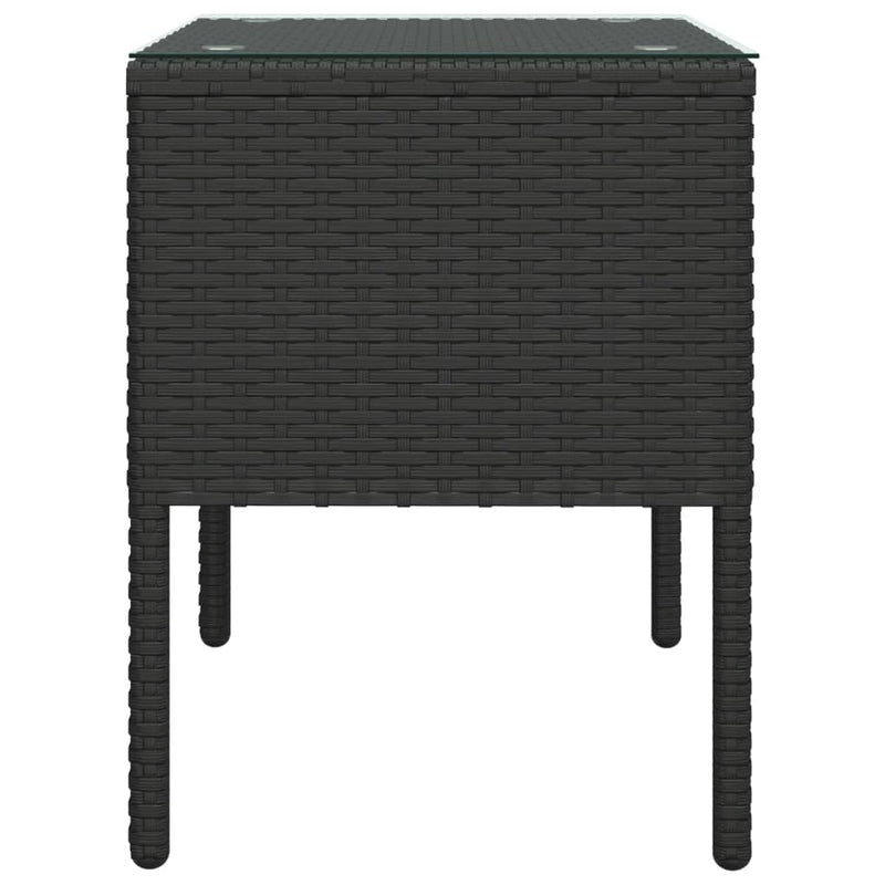 Beistelltisch Schwarz 53x37x48 cm Poly Rattan und Hartglas