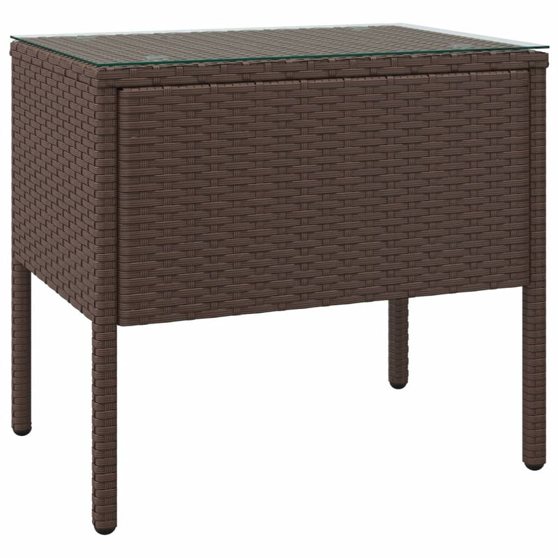 Beistelltisch Braun 53x37x48 cm Poly Rattan und Hartglas