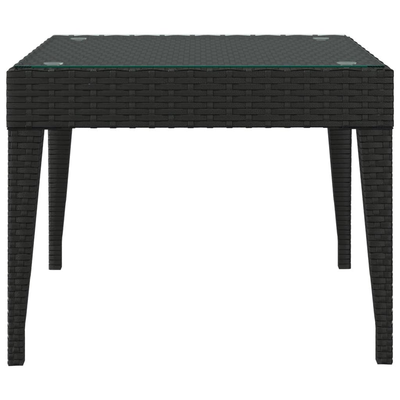 Beistelltisch Schwarz 50x50x38 cm Poly Rattan und Hartglas