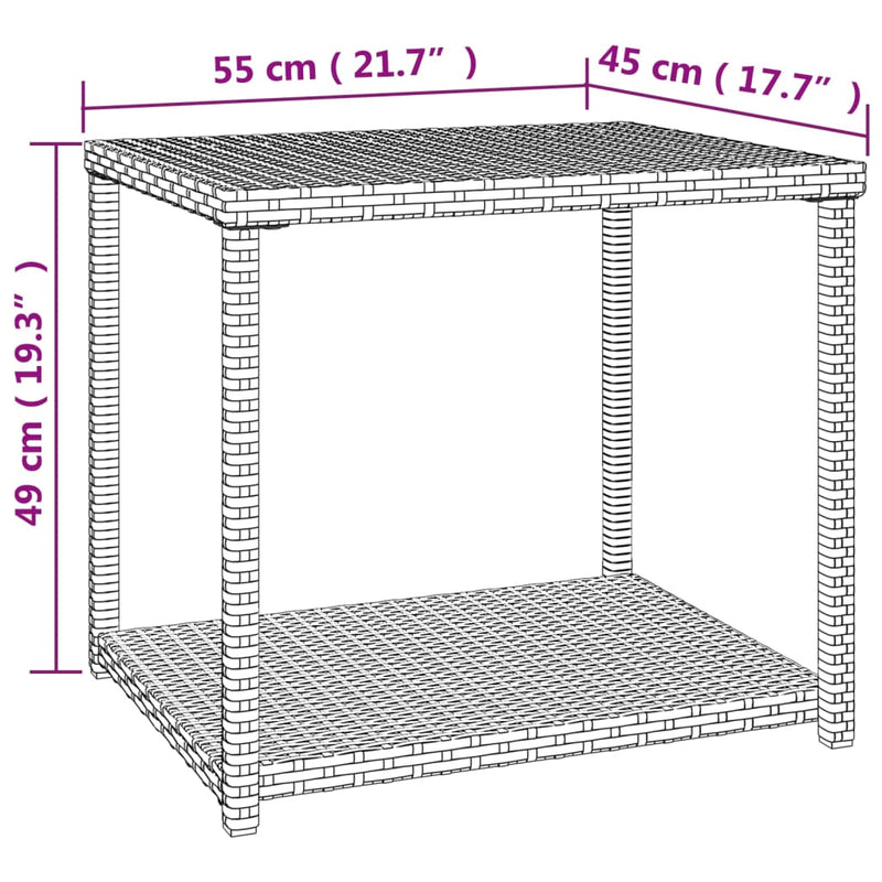 Beistelltisch Schwarz 55x45x49 cm Poly Rattan