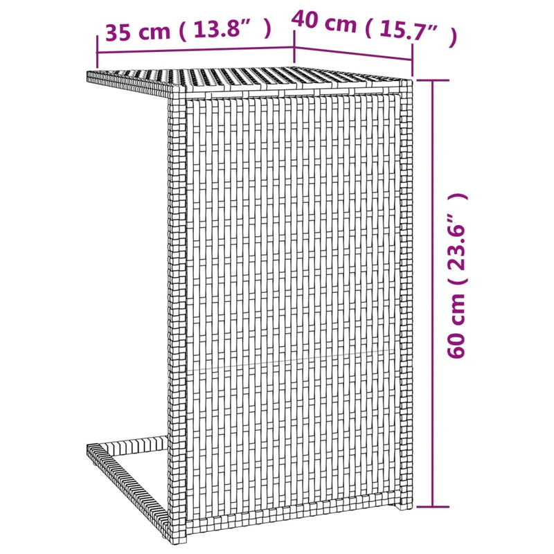 C-Tisch Braun 40x35x60 cm Poly Rattan