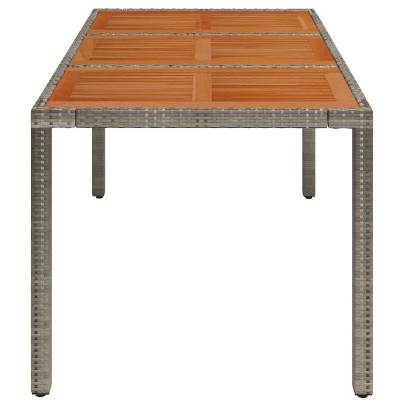 Gartentisch mit Holzplatte Grau 150x90x75 cm Poly Rattan