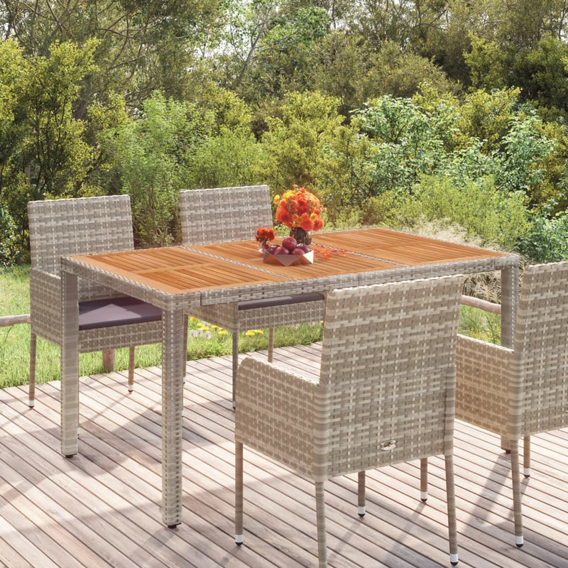 Gartentisch mit Holzplatte Grau 150x90x75 cm Poly Rattan
