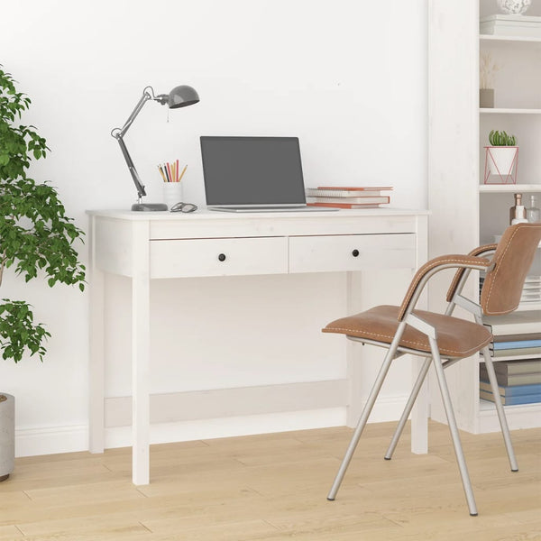 Schreibtisch mit Schubladen Weiß 100x50x78 cm Massivholz Kiefer