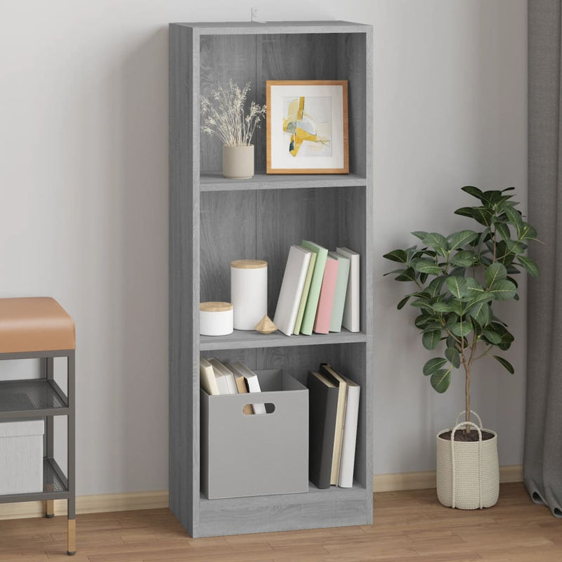 Bücherregal 3 Fächer Grau Sonoma 40x24x109 cm Holzwerkstoff