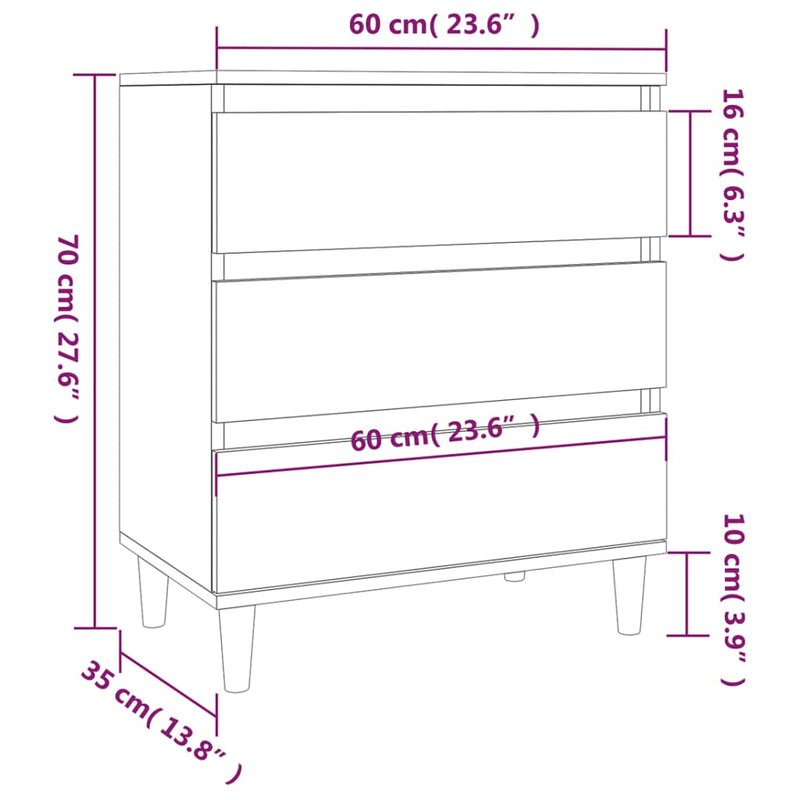 Sideboard Schwarz 60x35x70 cm Holzwerkstoff