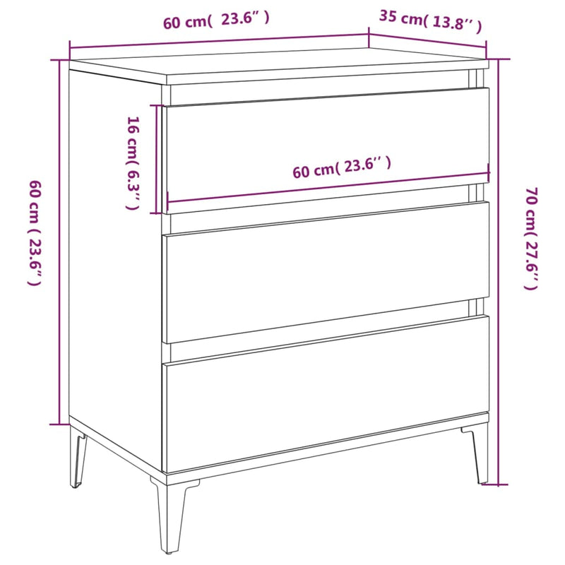 Sideboard Hochglanz-Weiß 60x35x70 cm Holzwerkstoff