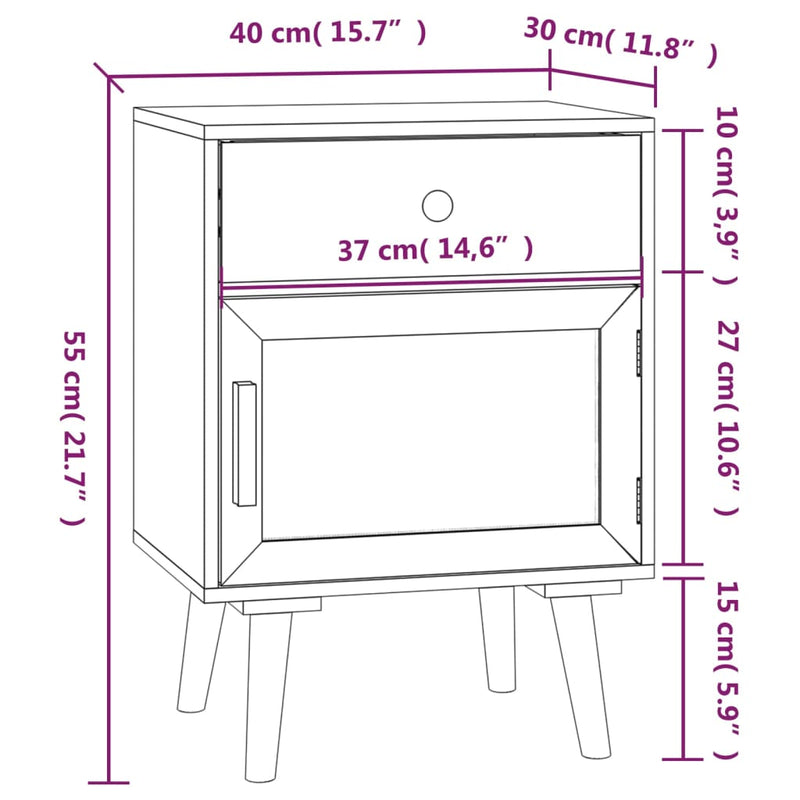 Nachttisch Weiß 40x30x55 cm Holzwerkstoff