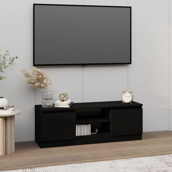 TV-Schrank mit Tür Schwarz 102x30x36 cm