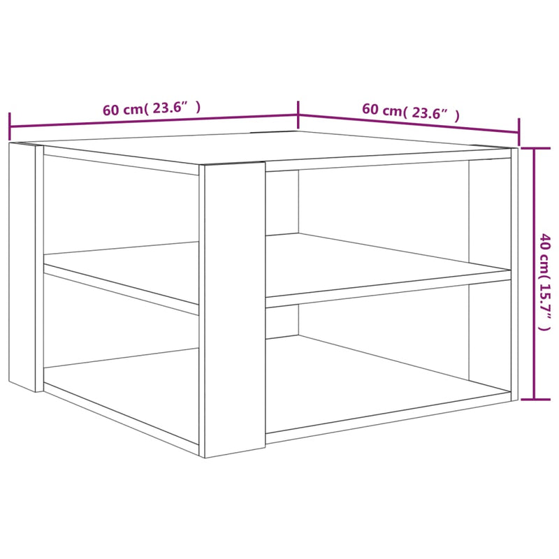 Couchtisch Braun Eichen-Optik 60x60x40 cm Holzwerkstoff