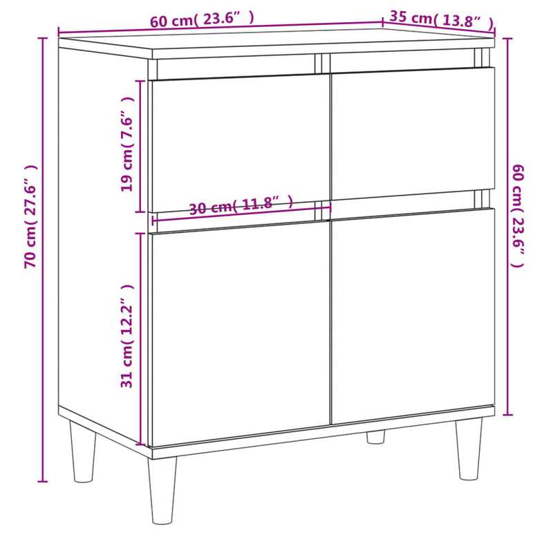 Sideboard Sonoma-Eiche 60x35x70 cm Holzwerkstoff