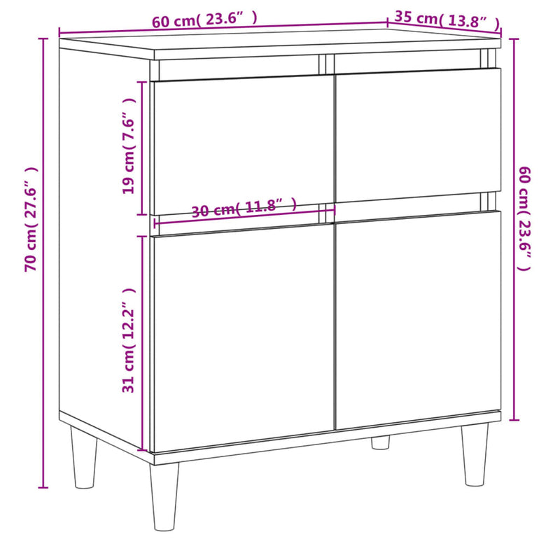 Sideboard Grau Sonoma 60x35x70 cm Holzwerkstoff