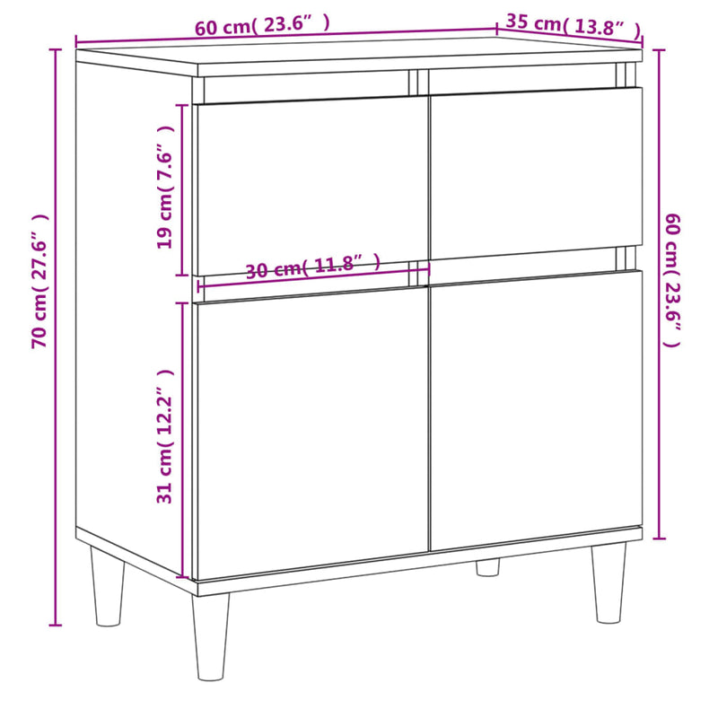Sideboard Braun Eichen-Optik 60x35x70 cm Holzwerkstoff