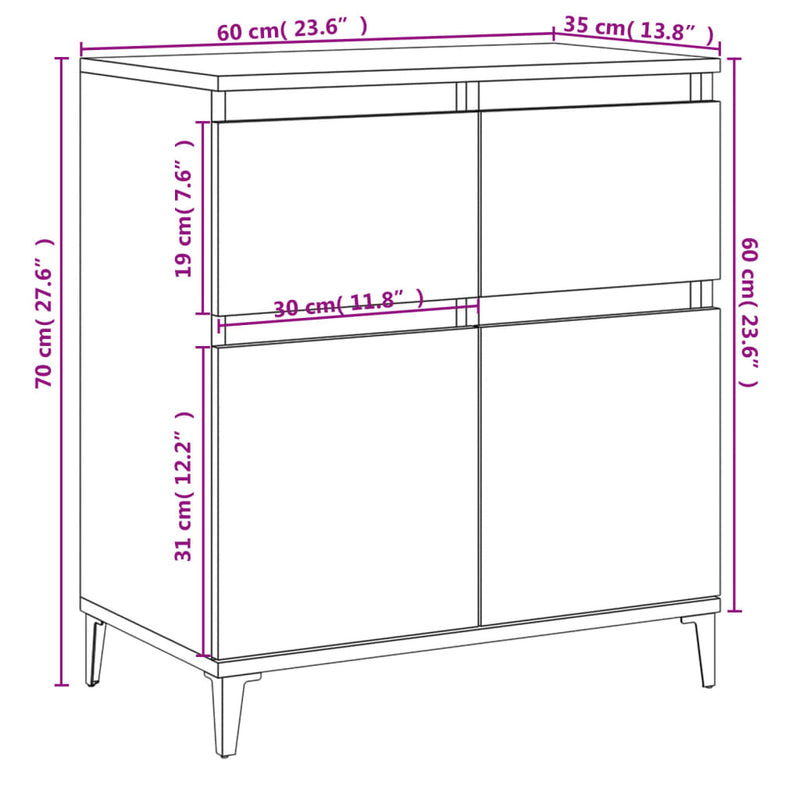 Sideboard Braun Eichen-Optik 60x35x70 cm Holzwerkstoff