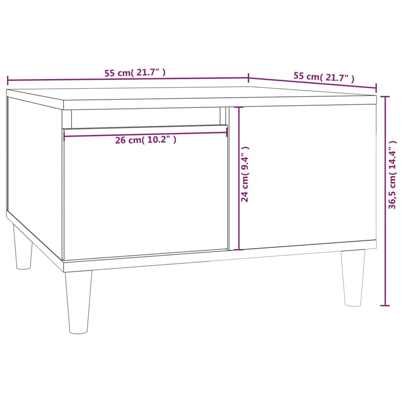 Couchtisch Grau Sonoma 55x55x36,5 cm Holzwerkstoff