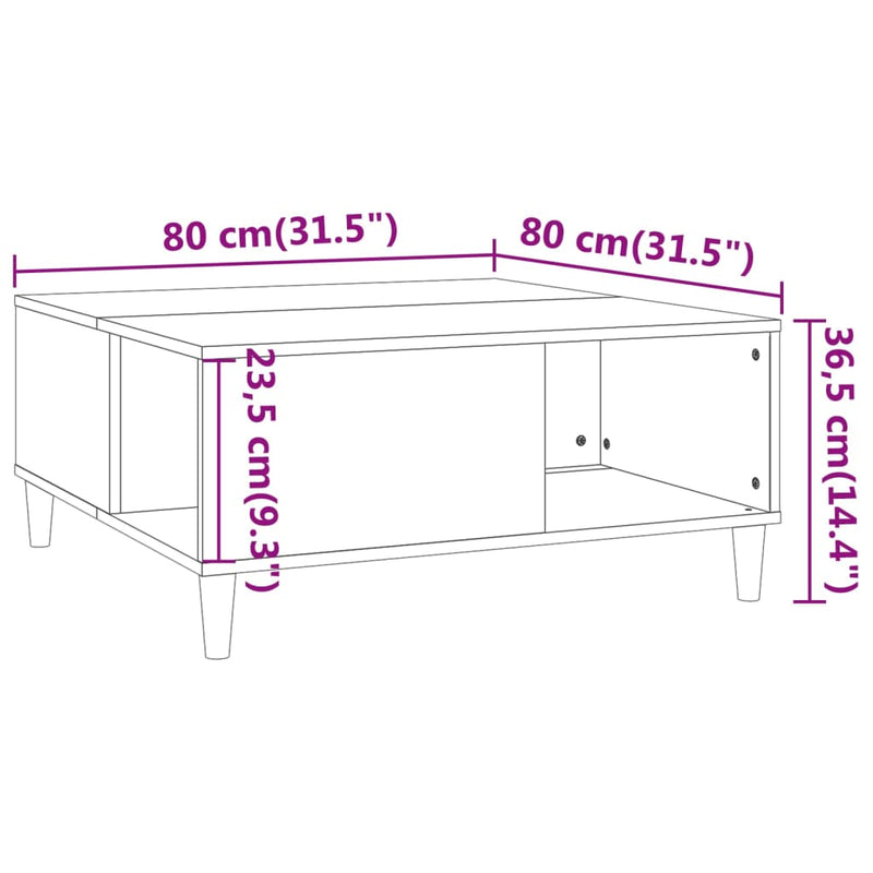 Couchtisch Hochglanz-Weiß 80x80x36,5 cm Holzwerkstoff