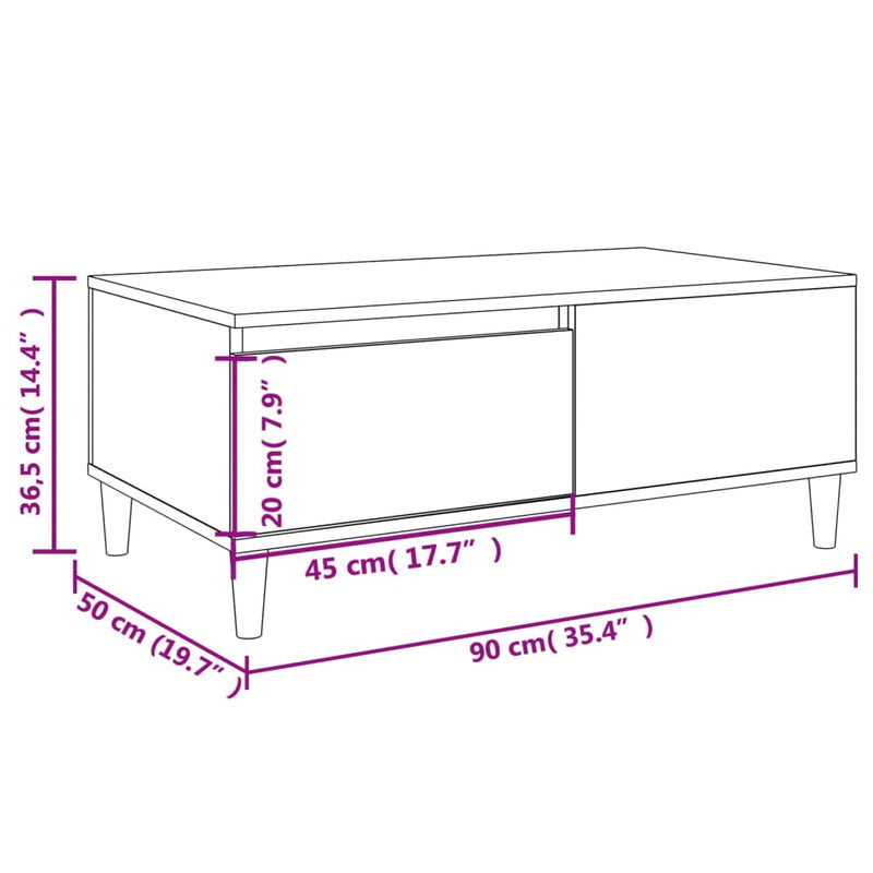 Couchtisch Schwarz 90x50x36,5 cm Holzwerkstoff