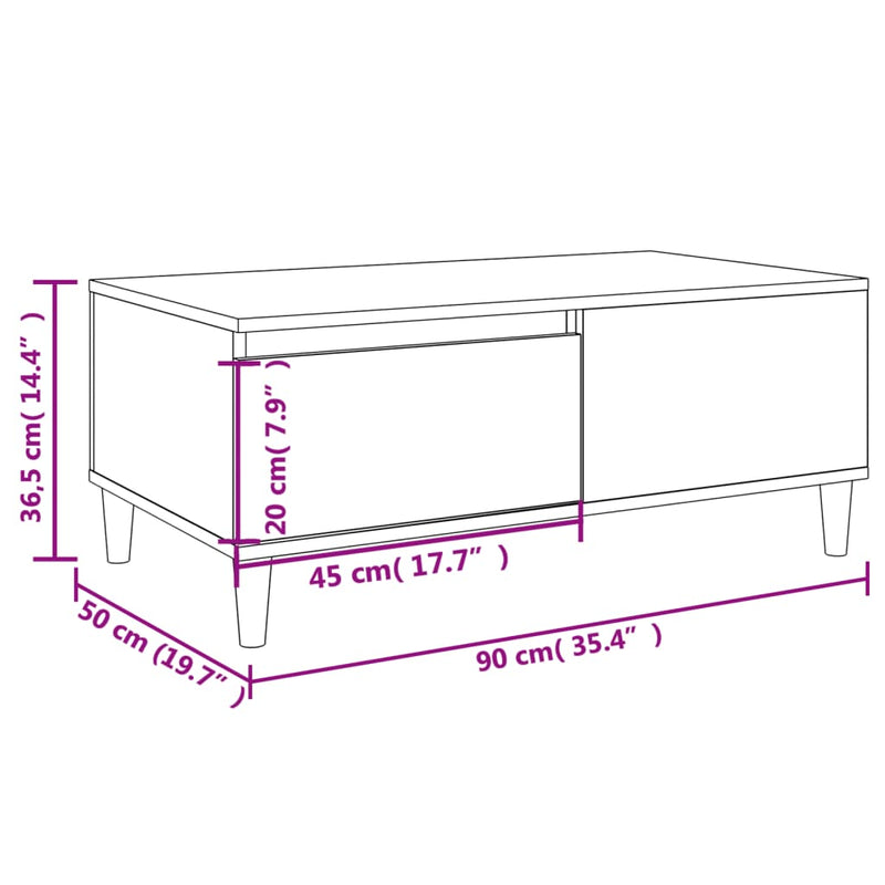 Couchtisch Betongrau 90x50x36,5 cm Holzwerkstoff