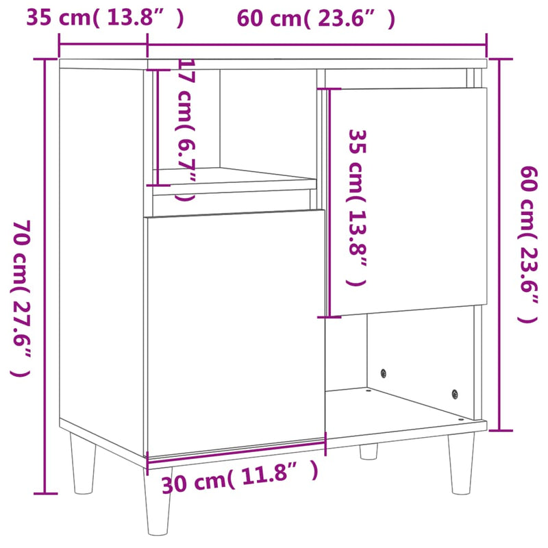 Sideboard Hochglanz-Weiß 60x35x70 cm Holzwerkstoff