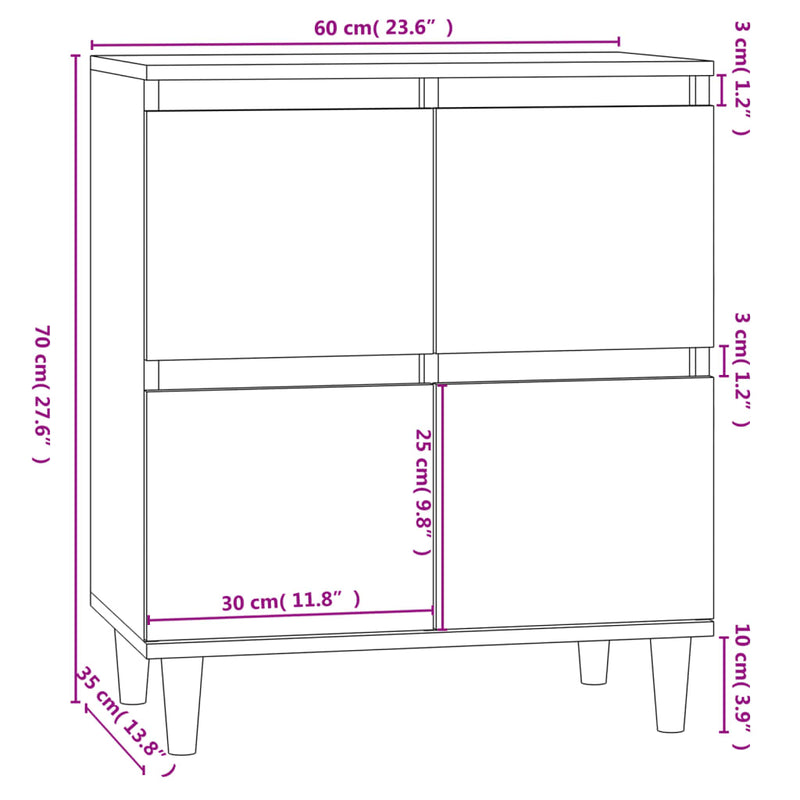 Sideboard Schwarz 60x35x70 cm Holzwerkstoff