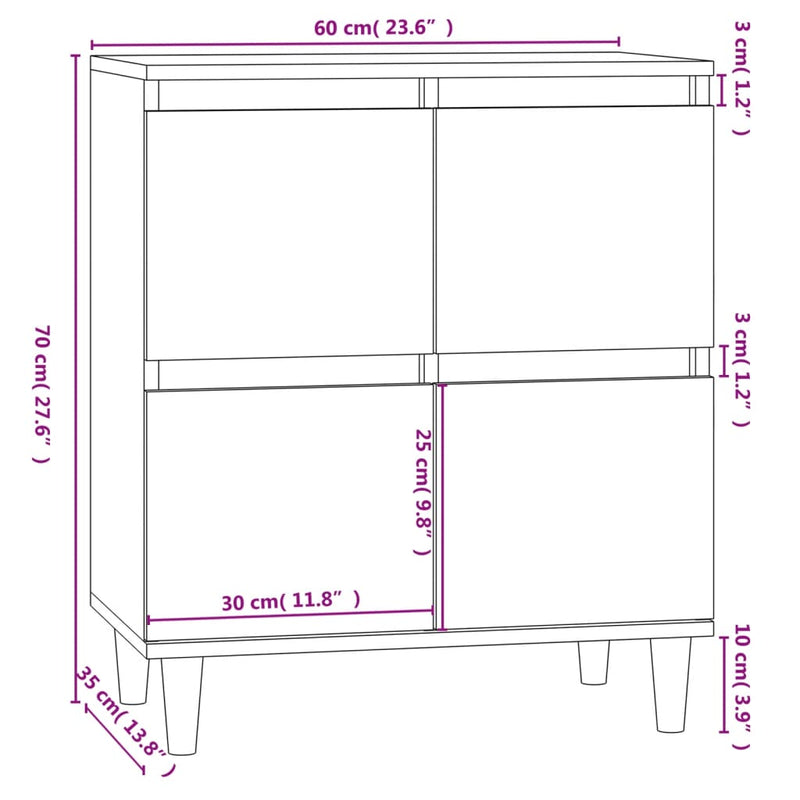 Sideboard Hochglanz-Weiß 60x35x70 cm Holzwerkstoff