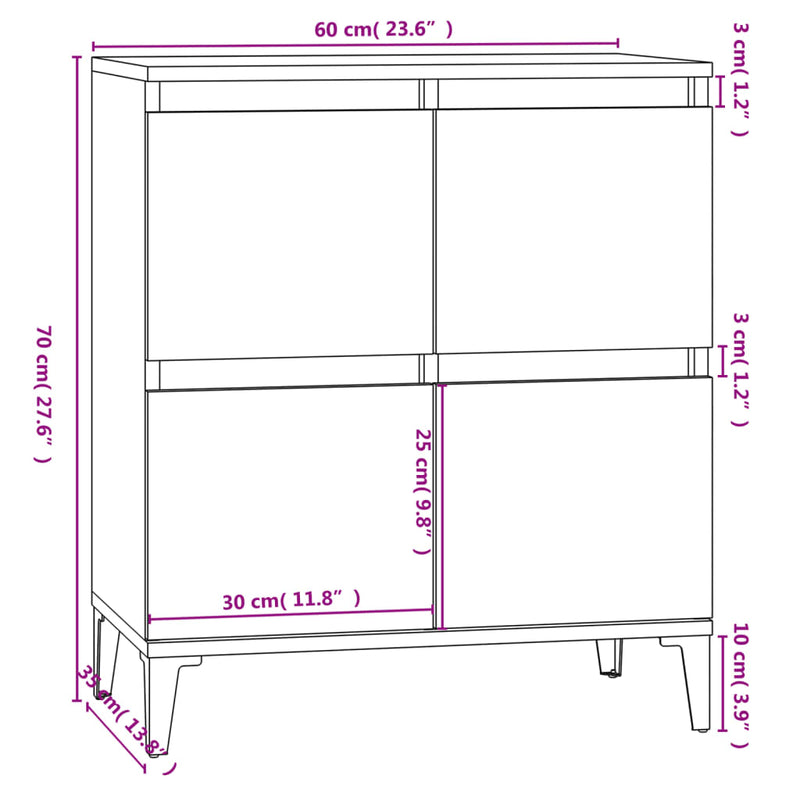 Sideboard Weiß 60x35x70 cm Holzwerkstoff