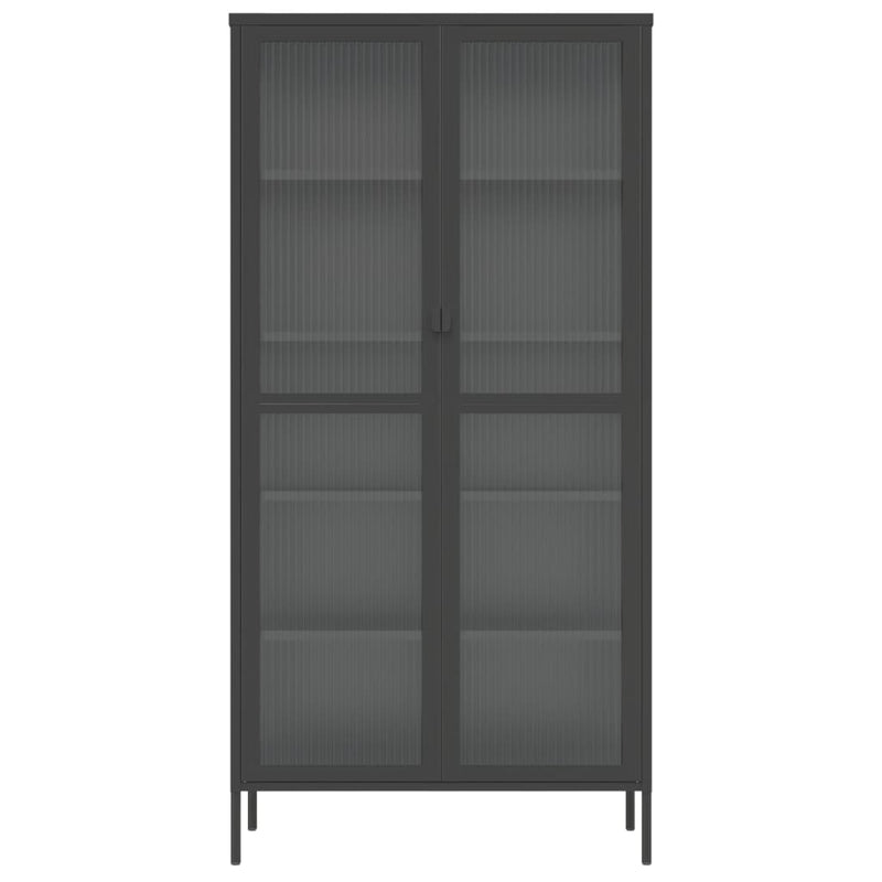 Highboard Schwarz 85x40x180 cm Glas und Stahl