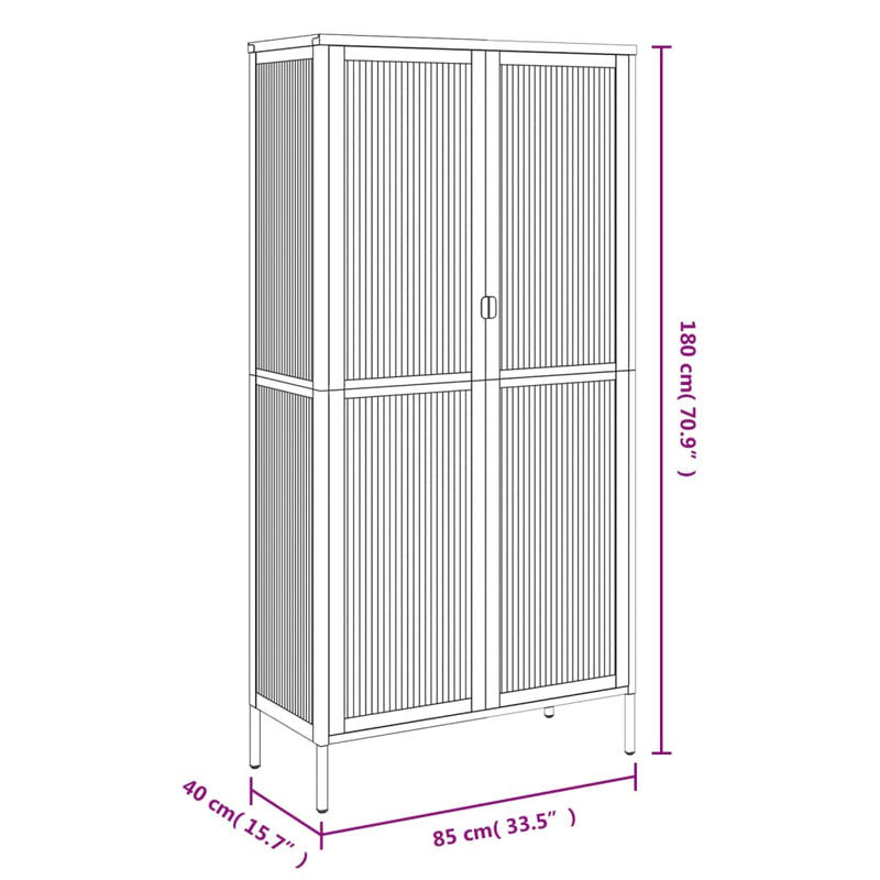 Highboard Schwarz 85x40x180 cm Glas und Stahl