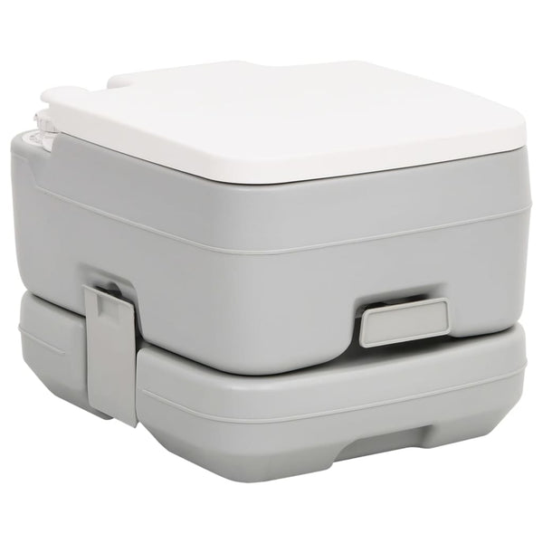 Camping-Toilette Tragbar Grau und Weiß 10+10 L HDPE