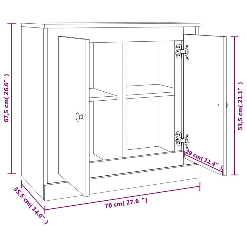 Sideboard Hochglanz-Weiß 70x35,5x67,5 cm Holzwerkstoff