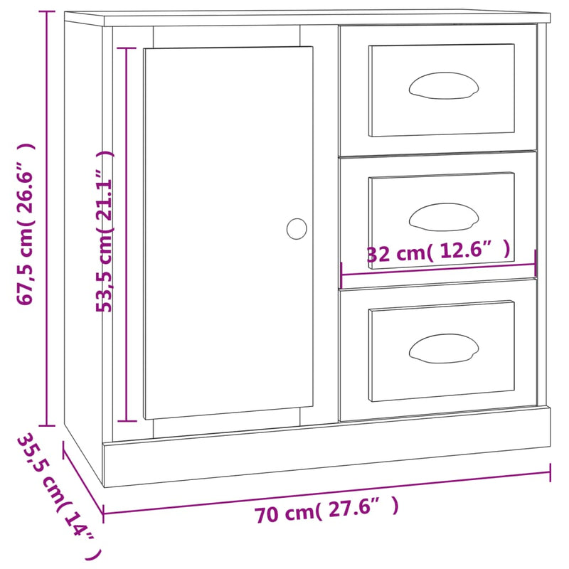 Sideboard Hochglanz-Weiß 70x35,5x67,5 cm Holzwerkstoff